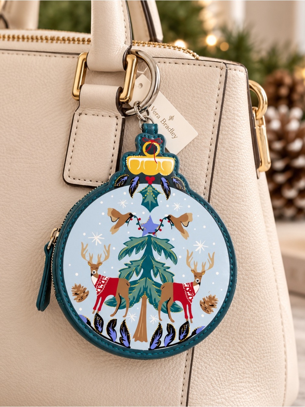 Vera Bradley Merry Mischief Ornament Coin Purse Bag Charm NWT Christmas - Picture 10 of 10